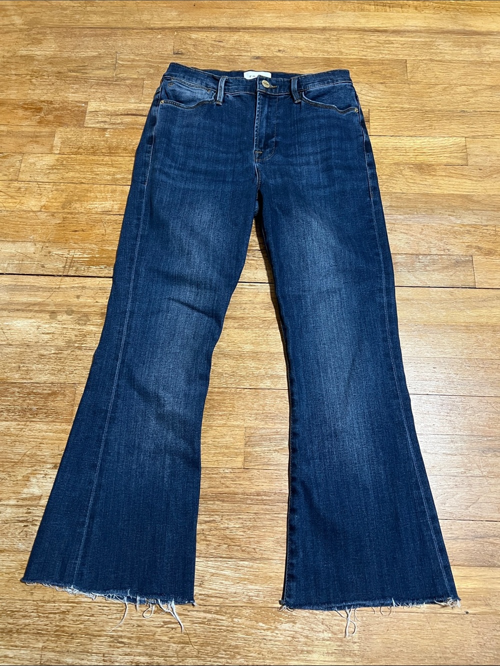 Frame Cropped Le High Flare Jeans Raw Hem size 28